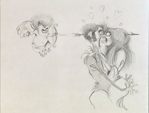 [ Tim Burton. Untitled (Cartoons). 1980-86. Pencil on paper, 13 x 16" (33 x 40.6 cm). Private collection. ]