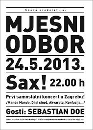 cover: MJESNI ODBOR @ Sax, Zagreb, 24/05/2013